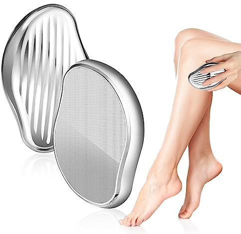Crystal Depilacion Borrador de Pelo de Cristal Depiladora Mágica Exfoliante Eliminador de Vello de Nano para Brazos Piernas Espalda Depiladora Plata