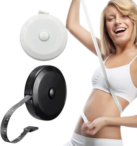 2 Stück Maßband Körper, Einziehbares Nähmaßband 60 Zoll (150 cm) Lang Einziehbares Mini Dual Sided Body Measuring Tape Maßband Mit Zentimeter und Zollangaben für Schneidermaßband Körpermessung