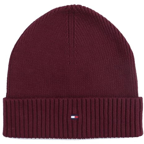 Tommy Hilfiger Strickmütze Mütze Cotton Cashmere Beanie Rot Deep Rouge One Size