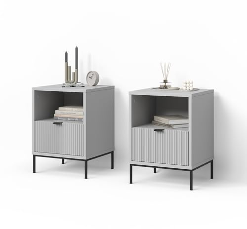 Livinity Nachttisch Aterno Grau | 2er Set