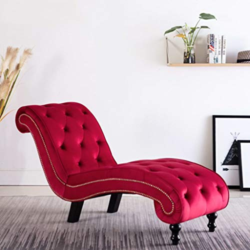 Nqyjm Chaiselongue Rot Samt Chaise Lounge Sofa,gepolstertes schlafsessel mit Kissen,Schlafsofa perfekt für Wohnzimmer,Schlafzimmer,Büro,Kleiner Raum
