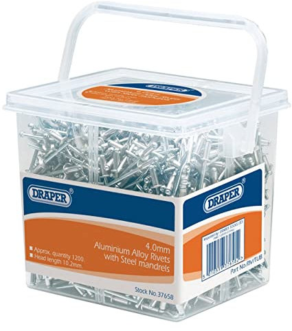 Draper 37658 Blind Rivet, 4.0mm Ø, Pack of 1200 , Blue