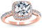 Bague De Fiançailles Pour Femmes En Argent Sterling Plaqué Or Rose Avec Un Anneau Fin De 1 Mm 3CT AAA CZ Zircon Cubique Jaune Canari Halo Solitaire Square Radiant Cushion Cut