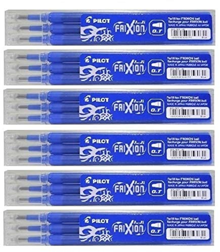 Pilot Pen Frixion Tintenroller Ersatzminen radierbar Pens Stift in Kompatible Ersatz Zusatz BLS-FR7-L-S3_6(Packung mit 3 Minen - 18) Minen | 0, 7 mm, blau)