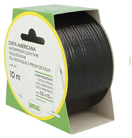 Amig - Nastro adesivo americano | fissaggio extra forte | impermeabile e a prova di perdite | Uso interno ed esterno | Colore nero | Dimensioni: 10 m x 50 mm