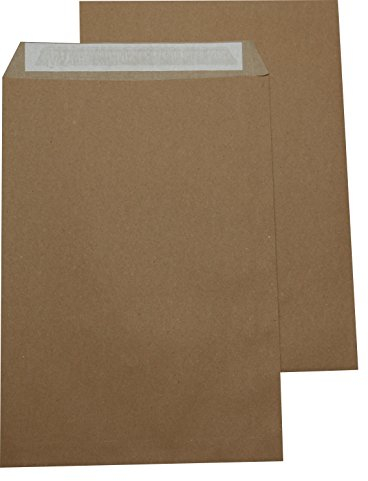 100 St. Versandtaschen extra stark 120 gr. DIN A4 C4 braun ohne Fenster Kuvert Haftklebend Briefumschläge HK