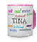 printplanet Tasse mit Namen Tina - Positive Eigenschaften von Tina - Namenstasse, Kaffeebecher, Mug, Becher, Kaffeetasse - Farbe Rosa
