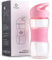Sivaphe Leak-proof Water Bottle Tritan Plastic, Camping Running Sports Student Outdoor Activity Drinking Bottle with Handle and Silicone Straw (Pink, 400ML)