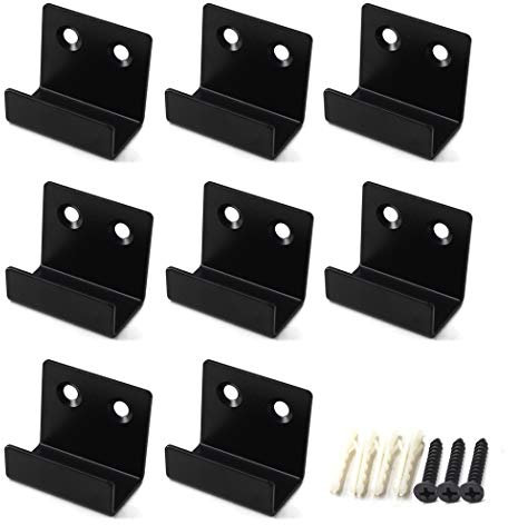 Flomore Ceramic Tile Display Bracket Hanger Stainless Steel Wall Mounted Hook Black (Pack of 8)