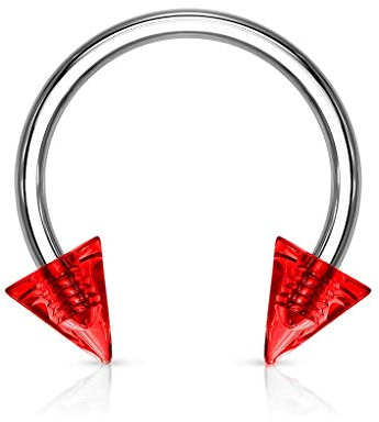 viva-adorno Universal Hufeisen Piercing Chirurgenstahl 316L UV Spitzen Septum, Lippe, Augenbraue, Nase Z305, rot