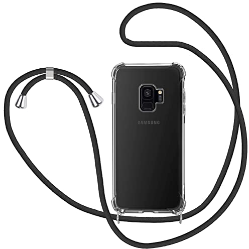 MICASE Collier pour Samsung Galaxy S9 Coque, Étui pour Téléphone avec Cordon Transparente TPU Bumper Lanyard Case Tour de Cou Chaîne Cordon Lanière Housse Etui pour Samsung Galaxy S9 - Noir
