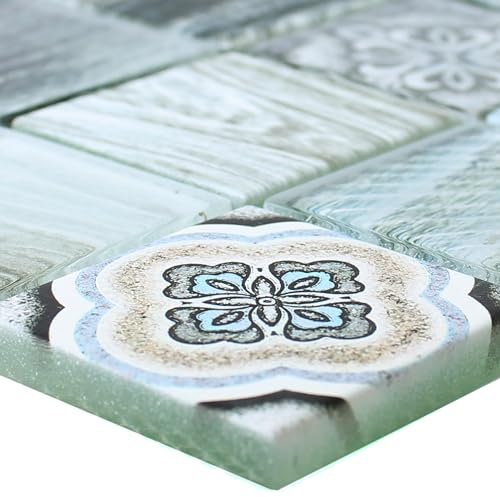 Glasmosaik Fliesen Holzoptik Makarska Hellblau Wand Küchenspiegel Badezimmer WC