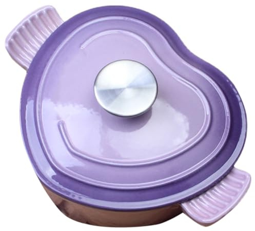 Uxsjakjsd Cocotte en Fonte Émaillée de Qualité Supérieure avec Couvercle, en Forme de Cœur, Compatible avec Les Feux, Idéale pour Les Ragoûts, Les Plats Mijotés et la Cuisson Lente.