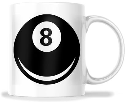 8 Ball Coffee Mug | Eight Ball Ceramic Coffee Cup | Billiards Pool Unique Gift Idea | 11-Ounce Mug | DD121