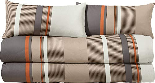 Erwin Müller Single-Jersey Bettwäsche-Set 4-TLG., Bettgarnitur, mit Streifen, Taupe-grau, Größe 135x200 cm (40x80 cm) - temperaturausgleichend, bügelfrei, mit Reißverschluss, 100% Baumwolle