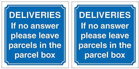 Pack of 2 Deliveries If no Answer Please Leave parcels in The Parcel Box. 120mm x 120mm Self Adhesive Stickers. Ideal for The Home. Easy to Apply