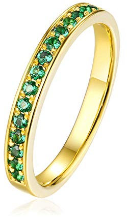 Beydodo Ring Gold Damen 750, Verlobungsring Gold Brillant Smaragd 0.2ct Trauringe Nickelfrei Gr.54 (17.2)