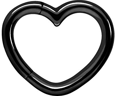 PIERCINGLINE Segmentring Clicker Herz Chirurgenstahl Piercing Ohr Helix Daith Farbe: Schwarz