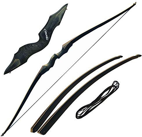 Bogenschießen 60 Zoll Takedown Langbogen und Pfeil Set 25-60lbs Jagdbogen Handgemachtes Langbogen-Kit für Erwachsene Jugendanfänger Schießzielübung Rechte oder Linke Hand