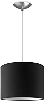 Home Sweet Home Moderne Hängelampe Basic Bling | 25/25/100cm | schwarz | Hängelampe aus Metall und Stoff | für E27 LED-Lampe | geeignet für Wohnzimmer, Schlafzimmer