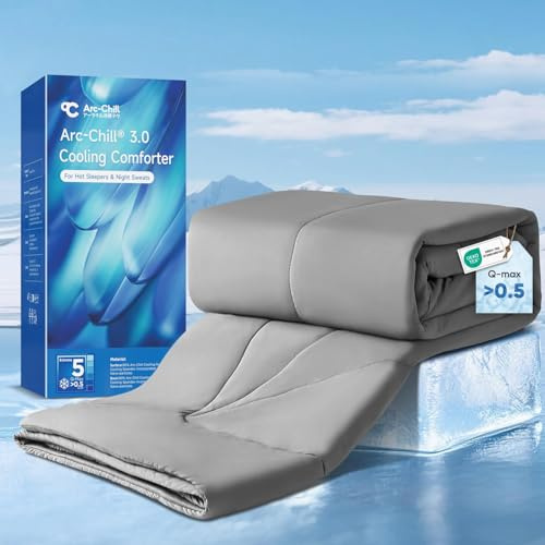 Elegear Revolutionary Cooling Comforter Queen Absorb Body Heat to Keep Cool, Cooling Blanket for Hot Sleepers Japanese Arc-Chill 3.0 Cool Tech Fabric Summer Comforter Hypo-Allergenic Cool Quilt - Gray