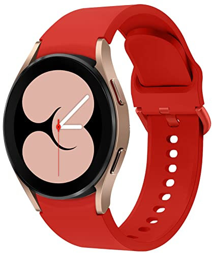 Apbands Compatibile per Samsung Galaxy Watch 5 40 mm 44 mm/Galaxy Watch 4 44 mm 40 mm, cinturino sportivo in silicone morbido per Galaxy Watch 5 Pro 45 mm/Galaxy Watch 4 Classic 42 mm 46 mm (rosso