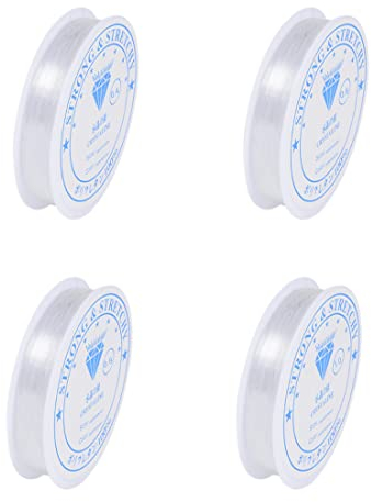 LuLiyLdJ 4 Spulen 0,4 mm 0,6 mm 0,8 mm 1 mm elastischer Schmuckfaden Gummifaden Perlenschmuck Armband Handwerk transparenter Faden (0,4-1 mm)