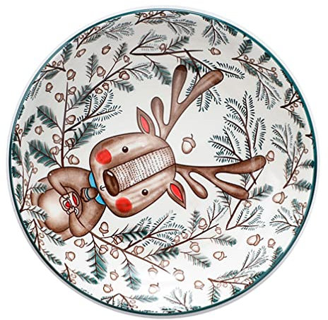 TOPBATHY Piatto Ceramico Multifunzionale Per Vassoio Decorativo Per Feste Di Natale Pranzo e Snack Facile Da Pulire Design Tema Animali Renna