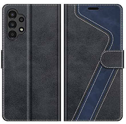 MOBESV Hülle für Samsung Galaxy A13 Handyhülle, Lederhülle mit Kartenfach, Klapphülle mit Ständer, Flip Case Handytasche Schutzhülle, Modisch Schwarz