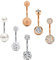 Incaton Bauchnabelpiercing Nabelpiercing Ring Banane Piercing mit Kristall Kugeln Piercing Schmuck Set Silber Rosegold 12MM Stablänge 6 Stk 14 Gauge