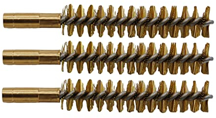 FLACHBERG Waffenreinigungsbürsten Messing 3er-Set | Kaliber 9 mm, .38 Special, .357 Mag, .375 | Laufreiniger Innengewinde 1/8 – Zubehör für Waffenpflege & Waffenreinigung