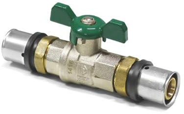 SANPRO THPRESS Pressfitting + grünem Kugelhahn (Trinkwasser) mit TH Kontur 20x2