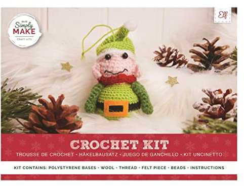 Simply Make Crochet Kit - Elf Kit - Perfect Beginners Crochet Yarn Knitting Set - Ideal Crochet Kits for Beginners Adults with Hook Tool Kit and Wool Yarn for Crochet - Craft Kit