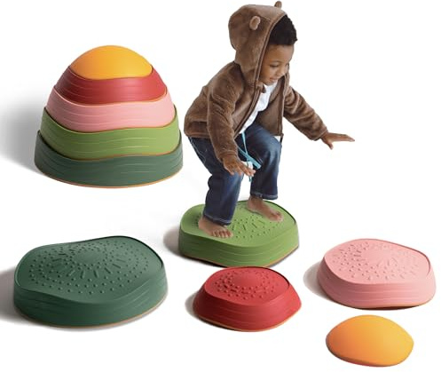 makarci Balance stepping stones for kids, non-slip toddlers sensory toys outdoor or indoor play, promoting motor skills and confidence, Obstacle Course Coordination Toys for children age 3 4 5 6 7+