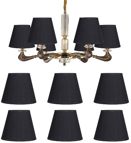 Hapivida 6 Stück Kronleuchter Lampenschirm, E14-Clip auf Kerze Stoff Lampshades Nachttisch Lampenschirm, Modern Simple Clip on Hängelampe Lampenschirm für Wandleuchte Tischlampe, Cremefarben (#6)