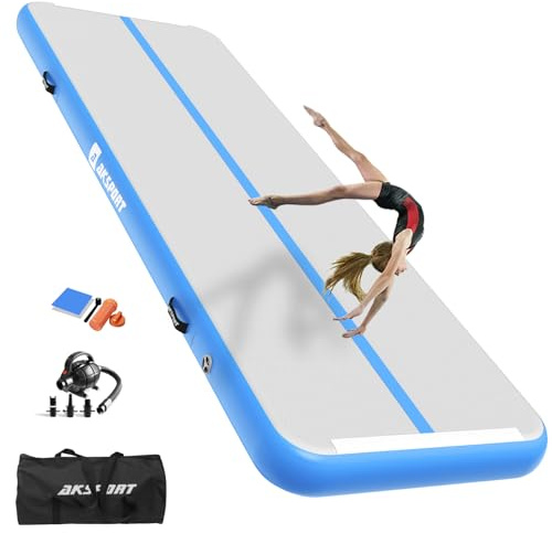 AKSPORT Air Matte Track Tumbling Matte,3/4/5/6m Aufblasbar Gymnastikmatte Turnmatte Tumbling Matten 10/20cm hoch mit Luftpumpe für Zuhause/Taumel/Turnhalle/Ausbildung/Cheerleading