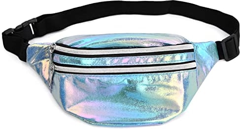 Laughhe wasserdichte Reflektierende PVC-Gürteltasche, Holografisches Gürteltasche Holografische Bauchtasche für Damen zum Laufen, Wandern und Outdoor-Aktivitäten (Blau)