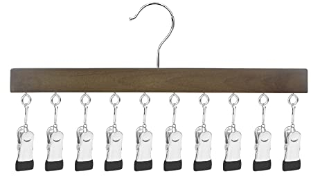 LMSAWK Sockentrockner Wäscheständer aus Holz, 10 Clips 360° Drehhaken Kleiderbügel für Mütze, Unterwäsche, Gesichtsmaske, Handtücher, Handschuhe (Braun)