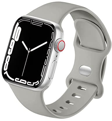 HdanMole Kompatibel mit Apple Watch Armband 38mm 40mm 41mm 42mm 44mm 45mm 46mm, Weiches Silikon Sport Armband Ersatz für iWatch Series 10 9 8 7 6 5 4 3 2 1 SE Herren Damen, Beton