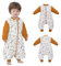 Baby Winter Schlafsack mit Füßen langen Ärmeln, Schlafsack Baby mit abnehmbaren Ärmeln,2.5tog Herbst Winter Schlafdecke für Säugling Kinder 1-3 Jahre alt von 70 bis 90 cm 100% Bio-Baumwolle Braun