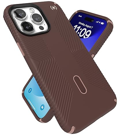 Speck Presidio2 Grip Schutzhülle für iPhone 15 Pro Max, rutschfeste Verriegelung, gebaut für MagSafe, Fallschutz, kratzfest, weiche Haptik, 17,5 cm (6,7 Zoll), Presidio2 Grip New Planet/Clay Tan/Warm