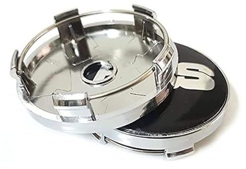 KAnduo 4 pièces Auto Cache-moyeux Cache Moyeux Compatible avec pour BBS 56MM 60MM 65MM 68MM,60mm-Black-Silver