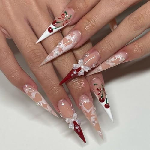 MouyouGlow Press on Nails Long,Stiletto Glod Glitzer Rhinestones Sparkly Fake Nails with Nagelkleber,Shimmer Künstliche Fingernails