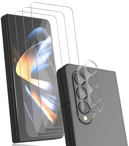 Zerrshoo 3+2 Piezas Cristal templado 9H Dureza para Samsung Galaxy Z Fold 4 | Protector Pantalla con Protector Lente Cámara, Instalación Fácil, HD Claro Protección, Antiarañazos, Sin Burbuja, Face ID