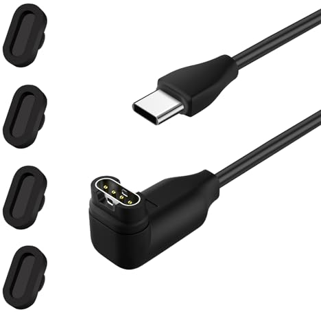 Seminer Cable Cargador USB para Reloj Garmin Fenix, Vivoactive 3/4/4S, Vivomove 3/3S - Con Enchufe Antipolvo