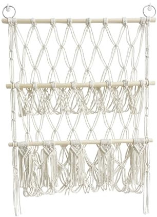 Creperture Spielzeug Aufbewahrung Hängematte, 2 Schichten Holz Plüsch Spielzeug Halter Wandbehang Netz Boho Makramee Lagerung Hängematte Mesh für Kinderzimmer Spielzimmer Stofftier Organizer, B