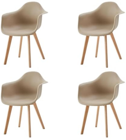 BenyLed Lot de 4 Chaise Salle à Manger, Fauteuils Scandinave de Chaise latérale Design Rétro avec Pieds en Bois de Hêtre (Brun)
