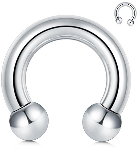 FECTAS PA Ring Prince Albert Piercing Rundstahl mit Innengewinde Hufeisen 12G 16mm Chirurgenstahl Körperschmuck für Männer Frauen