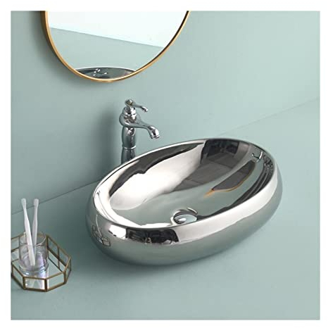 Waschbecken Europäische keramik waschbecken art basin chrom waschen waschbecken oval waschbecken badezimmer waschbecken waschbecken oberhalb entgegenbecken mit wasserhahn, silber Aufsatzwaschbecken