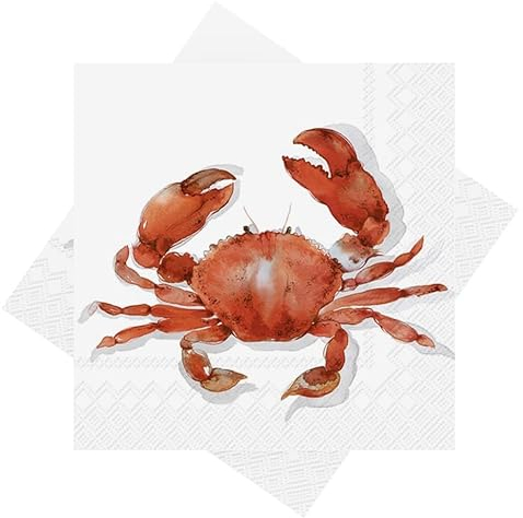 Servietten Krebs Rot Weiß Krabbe Tischdeko Maritim Deko 33x33cm 20 Stück